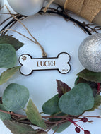 Bone shape pet Christmas decoration with name
