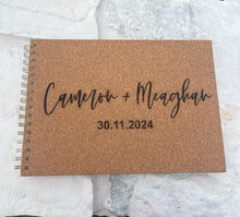 Load image into Gallery viewer, Engraved cork guestbook