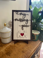 Wedding , valentines gift, missing piece puzzle, frame