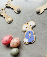 Initial name with cute bunny ears and tail