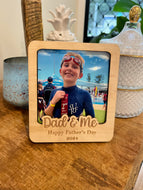 Wooden magnetic fridge magnet photo holder