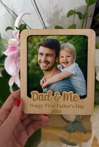 Wooden magnetic fridge magnet photo holder