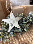 Personalised Gold & Silver Mirror Star tree decoration