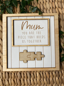 Mother’s Day/ Father’s Day/ Grandparents personalised wooden frame with jigsaw names