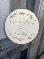 Mr & Mrs wedding announcement disc