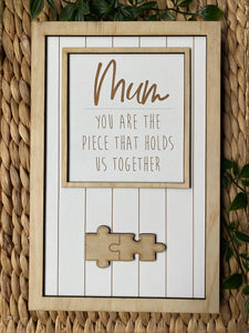 Mother’s Day/ Father’s Day/ Grandparents personalised wooden frame with jigsaw names