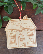 Load image into Gallery viewer, First Christmas in our new home personalised tree decoration