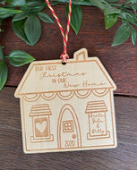 First Christmas in our new home personalised tree decoration