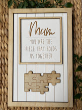 Load image into Gallery viewer, Mother’s Day/ Father’s Day/ Grandparents personalised wooden frame with jigsaw names