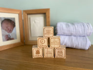 Wooden baby blocks/ birth details
