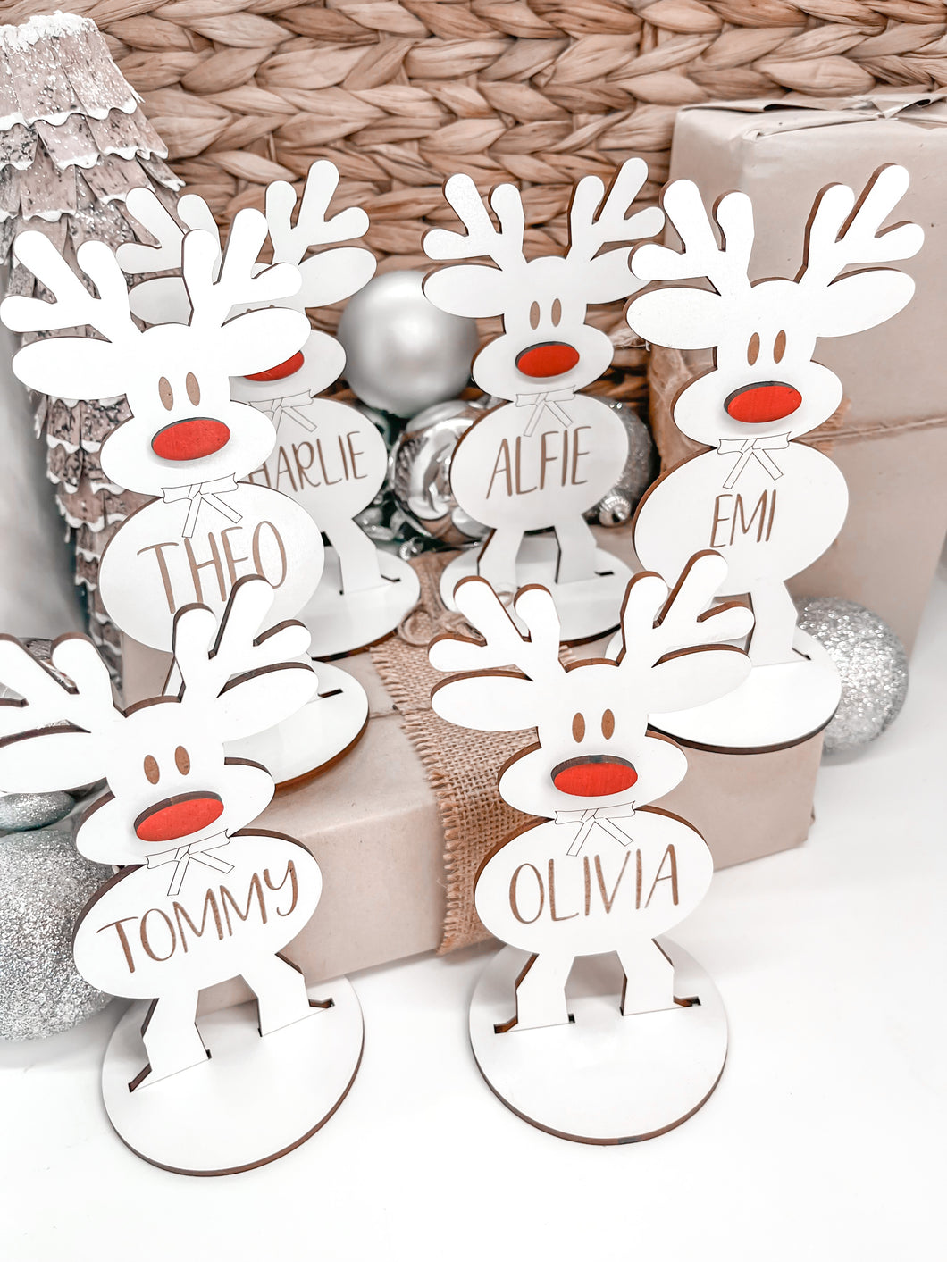 Christmas reindeer/ gnome/initial place names