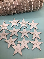 Personalised name stars for table / wedding decoration
